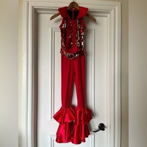 Weissman Child’s Medium MC Dancing Queen Costume Red Sequin Ruffle Dance Belt